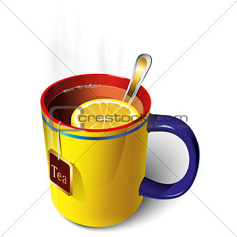 Yellow mug of tea