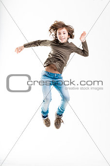 girl jumping light as like as a feather