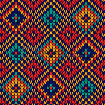 Seamless knitted colorful checkered pattern 