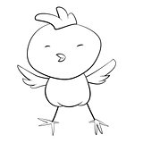 cute black and white cartoon of baby rooster. Vector EPS 8.