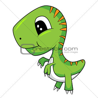 Cute Cartoon of Green Baby T-Rex Dinosaur