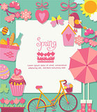 Spring background with cuteicons and frame