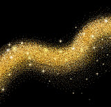 Vector golden sparkling falling star black background