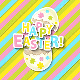 Happy Easter Greeting Card with Cartoon Egg.