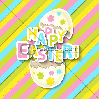 Happy Easter Greeting Card with Cartoon Egg.