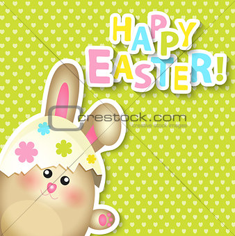 Happy Easter Greeting Card with rabbit