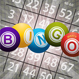 Bingo balls 2017 and numbers on abstract background