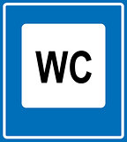 Toilet road sign on white background.