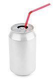 Aluminum soda can with straws