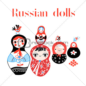 Vector set of Russian dolls