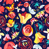 Flower pattern and butterflies