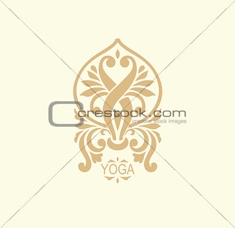 Stylized yoga Vector icon.