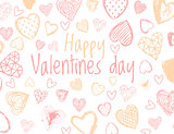 Vector love background with doodle hearts