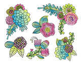 Vector colorful floral set