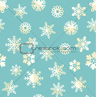 Vector seamless pattern with abstract snowflakes.