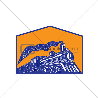 Steam Locomotive Train Coming Crest Retro