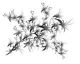 Black flower pattern on white background. EPS10 illustration.