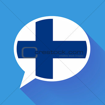 White speech bubble with Finland flag on blue background. Finnish language conceptual illustration