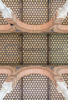 Hexagonal tiled interior roof from a building in Seville, Spain