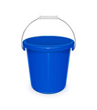 Blue plastic empty bucket with handle for cleaning and housekeeping