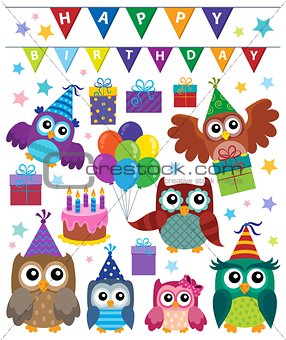 Party owls theme set 1