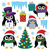 Stylized Christmas penguins set 1