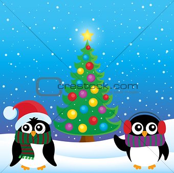 Stylized Christmas penguins theme 4