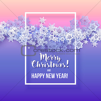 Round snow frame with Merry Christmas text.