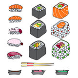 Various different types of sushi