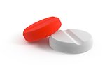 Two white and red tablets isolated 3d illustration