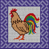 Knitted pattern with arrogant Rooster 