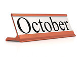 October word on table tag isolated 