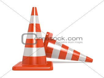 Traffic cones isolated on white