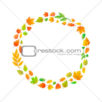 Cute leaves arranged in ring shape isolated on white