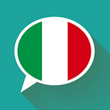 White speech bubble with Italian flag