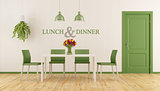 White and green dining room