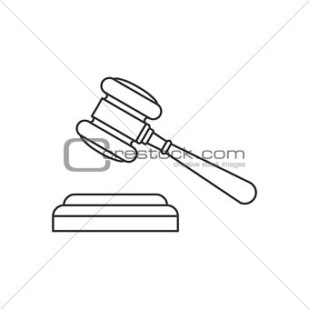 Judge gavel line icon