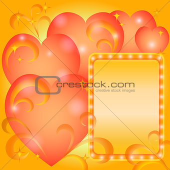Background, Valentine hearts and frame