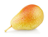 Ripe red yellow pear fruit on white