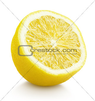 Half lemon citrus fruit isolated on white
