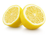 Half lemon citrus fruit isolated on white