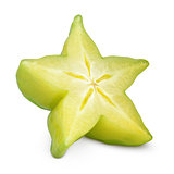 Carambola or starfruit on white