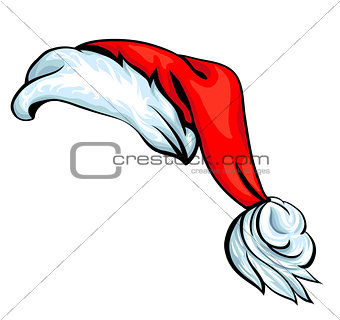 Cartoon Santa hat isolated on white