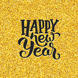 Happy New Year greetings on golden background
