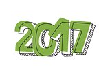 New Year 2017 hand drawn green vector sign
