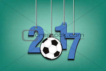 Soccer ball  and 2017 hanging on strings