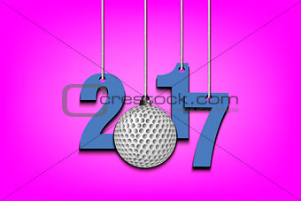 Golf ball and 2017 hanging on strings