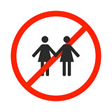 Prohibition sign for same-sex marriage, vector illustration.