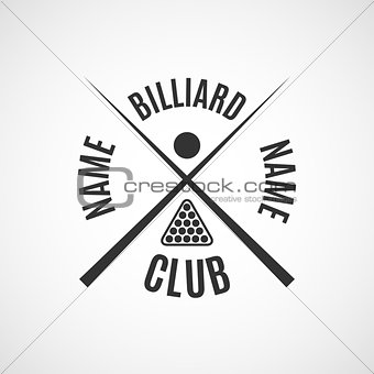 Emblem billiard club, vector illustration.