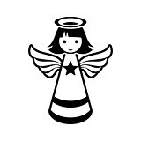 Simple black vector christmas angel icon
